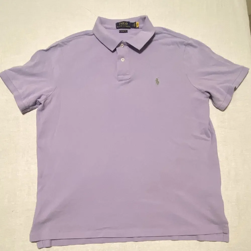 Polo Ralph Lauren Purple Solid Cotton Knit Polo Shirt Men’s L Classic Fit